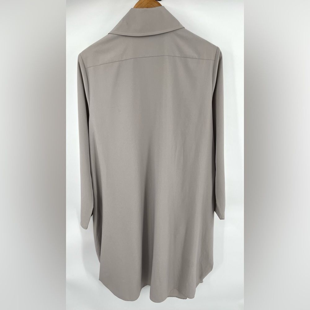 Samuel Dong women’s long full zip bubble jacket w pockets Greige Lagenlook Sz S - Picture 7 of 7